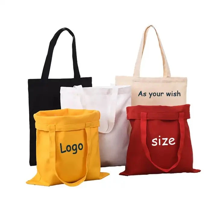 Bosses de compres de lona de cotó plegables reutilitzables personalitzades amb logotip